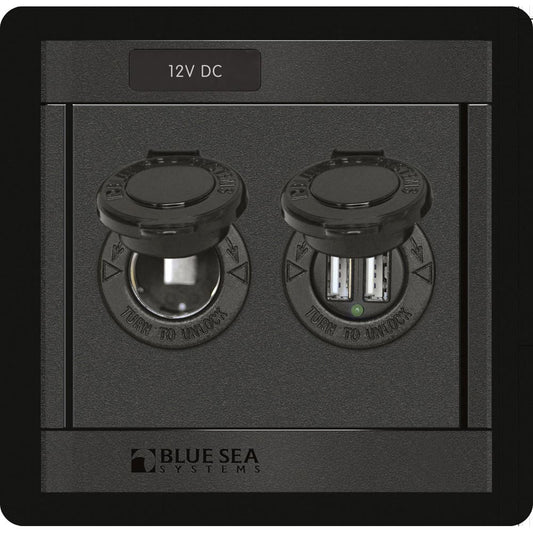 Blue Sea 360 Panel - 12V DC Socket & Dual USB Charger - Reel Draggin' Tackle