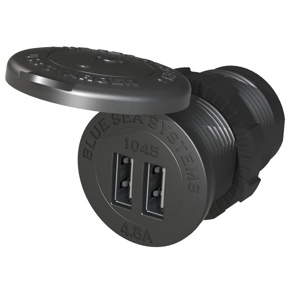 Blue Sea 1045 12/24V Dual USB Charger - 1-1/8" Socket Mount - Reel Draggin' Tackle