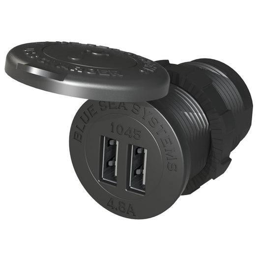 Blue Sea 1045 12/24V Dual USB Charger - 1-1/8" Socket Mount - Reel Draggin' Tackle