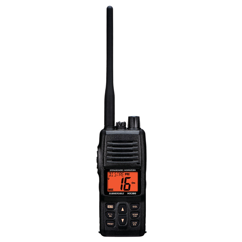 Standard Horizon HX380 5W Commercial Grade Submersible IPX-7 Handheld VHF Radio w/LMR Channels - Reel Draggin' Tackle