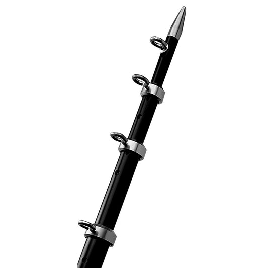 TACO 12' Black/Silver Center Rigger Pole - 1-1/8" Diameter - Reel Draggin' Tackle