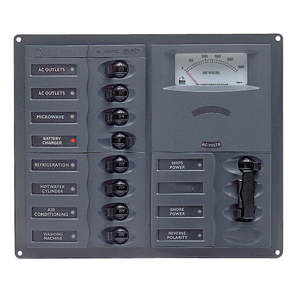 BEP AC Circuit Breaker Panel w/Analog Meters, 8SP 2DP AC120V Stainless Steel Vertical - Reel Draggin' Tackle