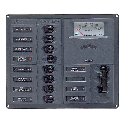 BEP AC Circuit Breaker Panel w/Analog Meters, 8SP 2DP AC120V Stainless Steel Vertical - Reel Draggin' Tackle