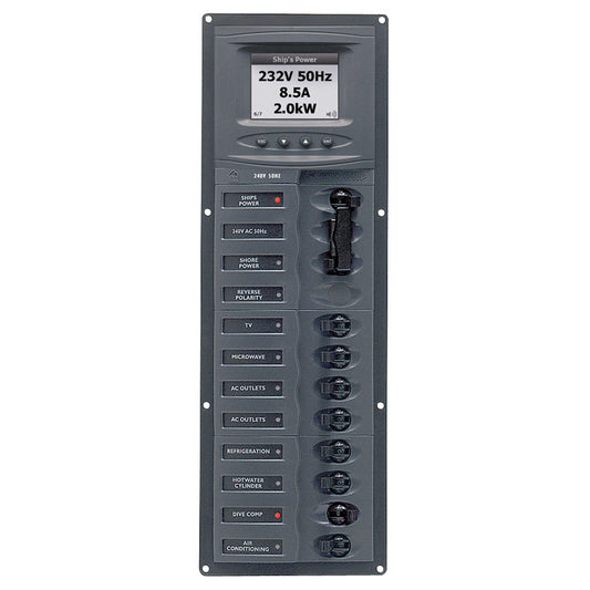 BEP AC Circuit Breaker Panel w/Digital Meters, 8SP 2DP AC230V ACSM Stainless Steel Vertical - Reel Draggin' Tackle