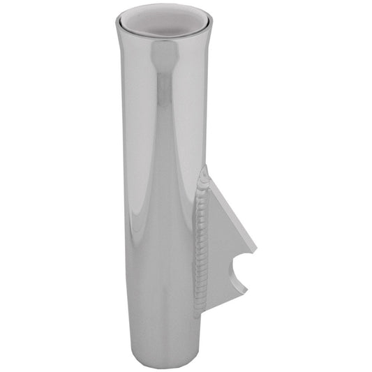TACO Flared Weld-On Rod Holder 9-3/4"L x 1-3/4"ID - White Liner Polished Finish - 3/8" Coped Blade - Reel Draggin' Tackle