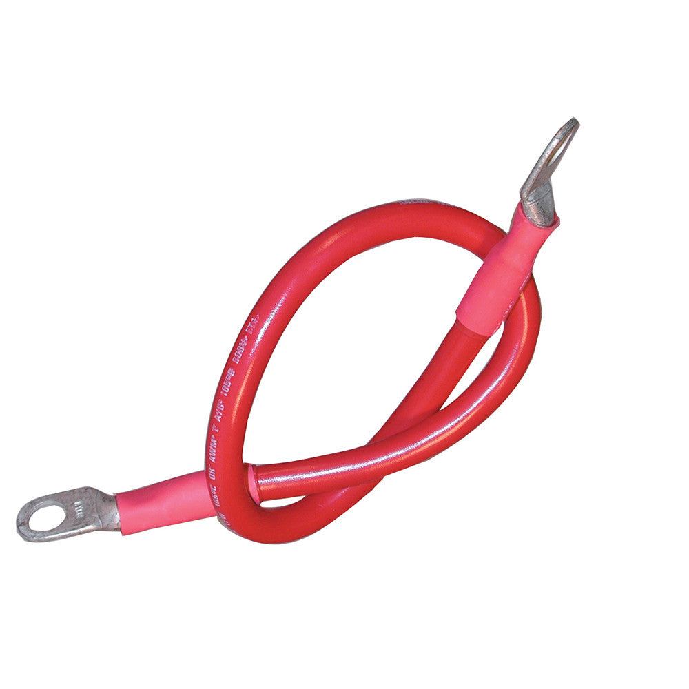 Ancor Battery Cable Assembly, 4 AWG (21mm²) Wire, 3/8" (9.5mm) Stud, Red - 18" (45.7cm) - Reel Draggin' Tackle