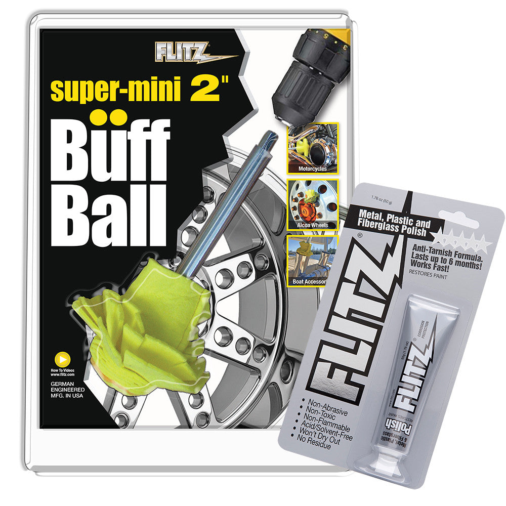 Flitz Buff Ball - Super Mini 2" - White w/1.76oz Tube Flitz Polish