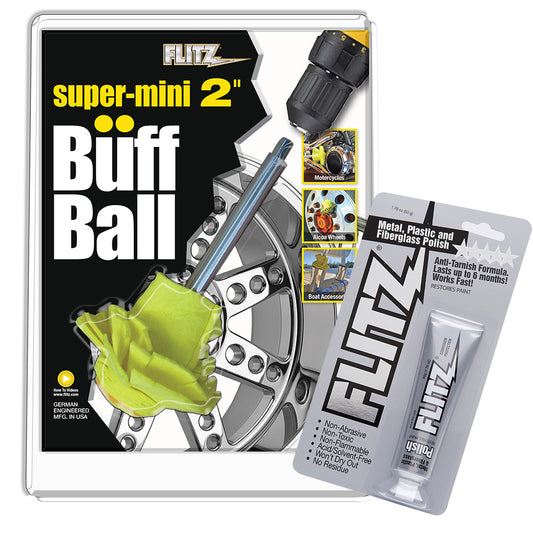 Flitz Buff Ball - Super Mini 2" - White w/1.76oz Tube Flitz Polish