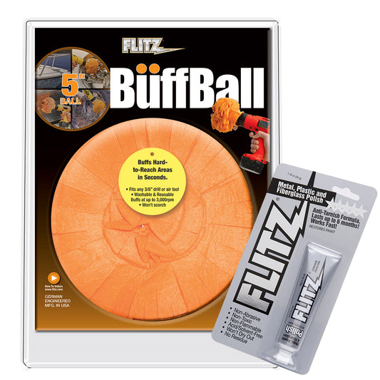 Flitz Buff Ball - Large 5" - White w/1.76oz Tube Flitz Polish