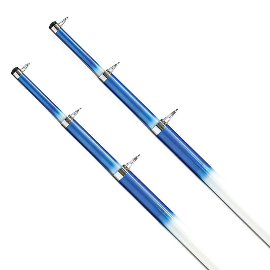 Tigress 15' Telescoping Fiberglass Outrigger Poles - 1-1/8" O.D. - White/Blue - Reel Draggin' Tackle