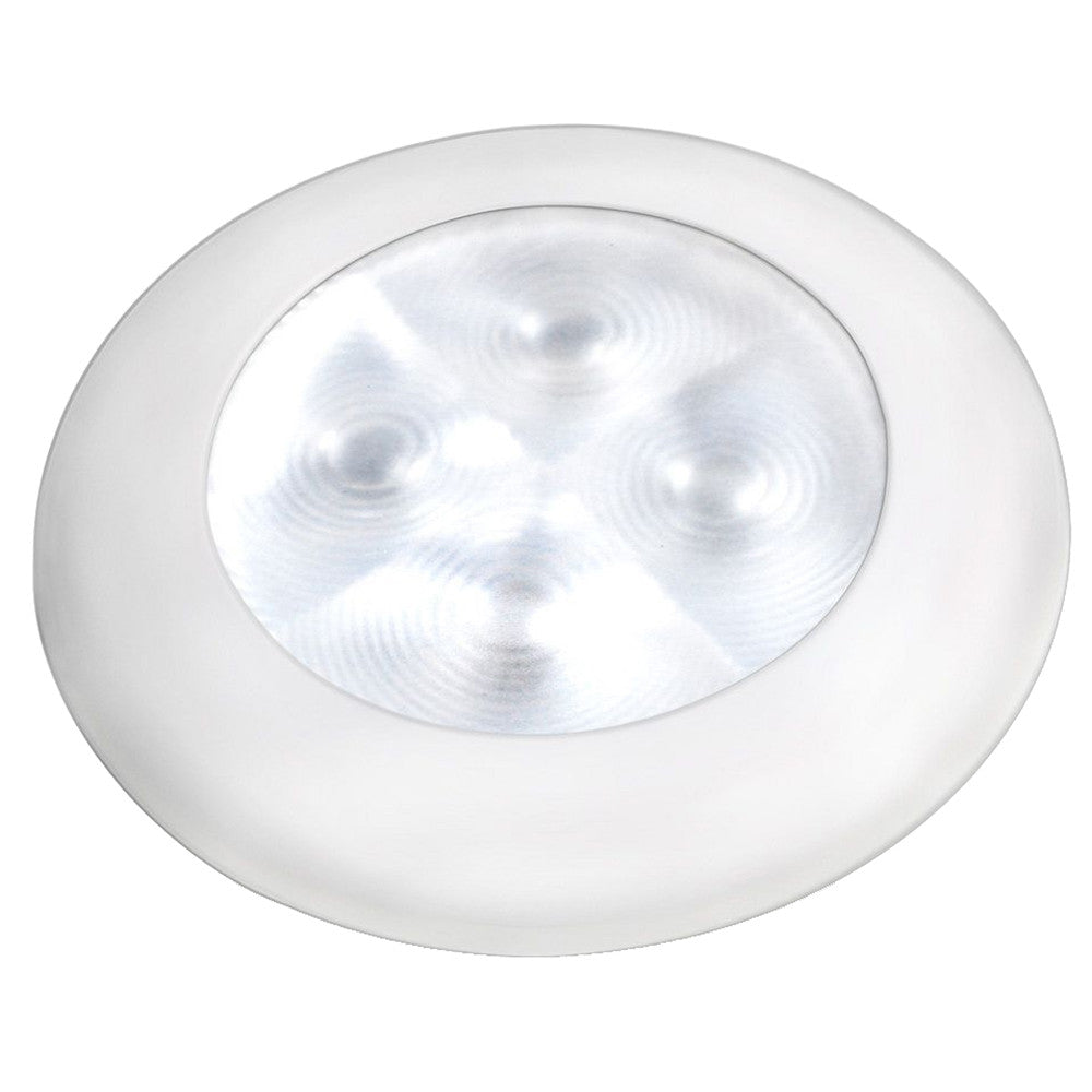 Hella Marine Slim Line LED 'Enhanced Brightness' Round Courtesy Lamp - White LED - White Plastic Bezel - 12V