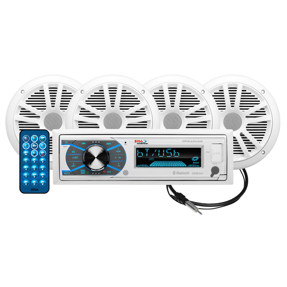 Boss Audio MCK632WB.64 Marine Stereo  2 Pairs of 6.5" Speaker Kit - White