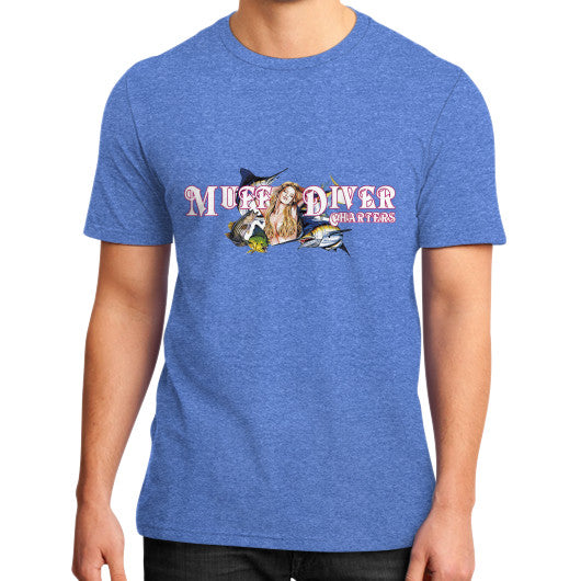 District T-Shirt (on man) Heather blue Reel Draggin' Tackle