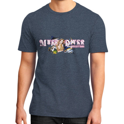 District T-Shirt (on man) Heather navy Reel Draggin' Tackle