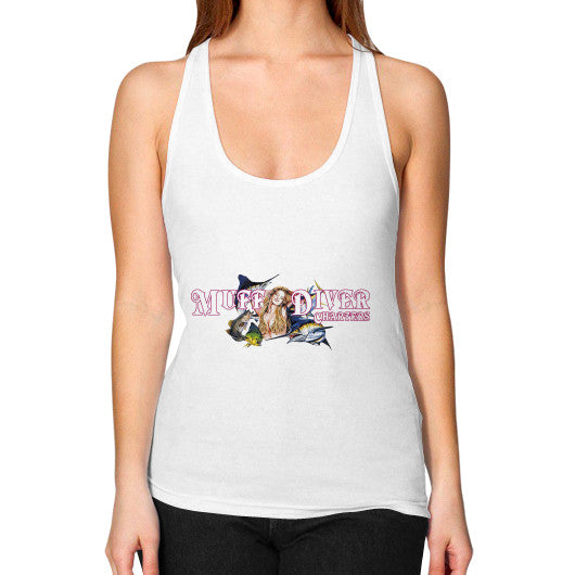Female Racerback Tank White Reel Draggin' Tackle