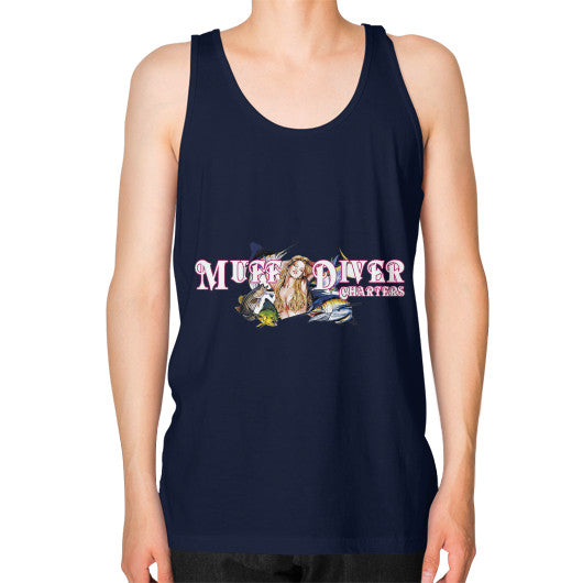 Unisex Fine Jersey Tank Navy Reel Draggin' Tackle
