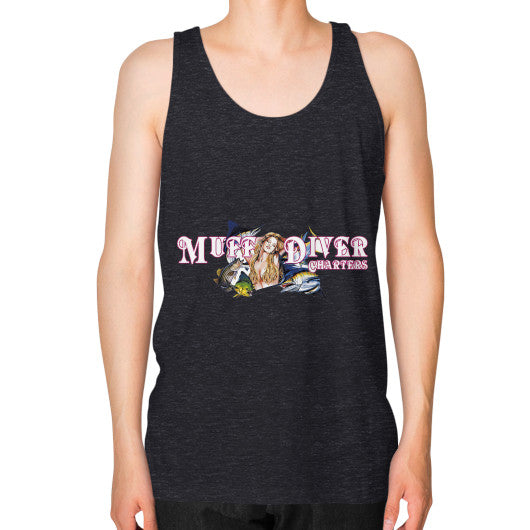 Unisex Fine Jersey Tank Tri-Blend Black Reel Draggin' Tackle