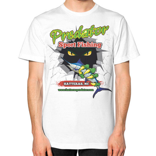 Unisex T-Shirt (on man) White Reel Draggin' Tackle