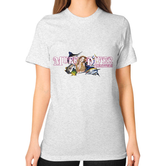 Unisex T-Shirt (on woman) Ash grey Reel Draggin' Tackle