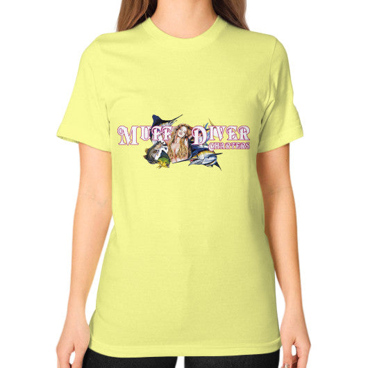 Unisex T-Shirt (on woman) Lemon Reel Draggin' Tackle
