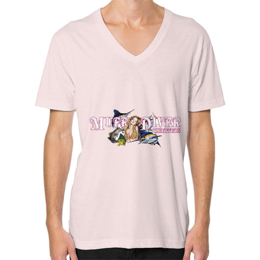 V-Neck (on man) Light pink Reel Draggin' Tackle