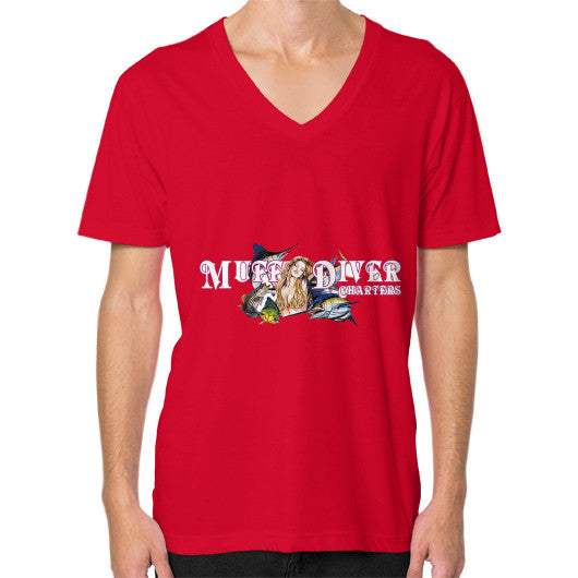 V-Neck (on man) Red Reel Draggin' Tackle