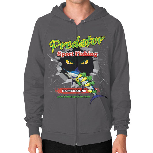 Zip Hoodie (on man) Asphalt Reel Draggin' Tackle
