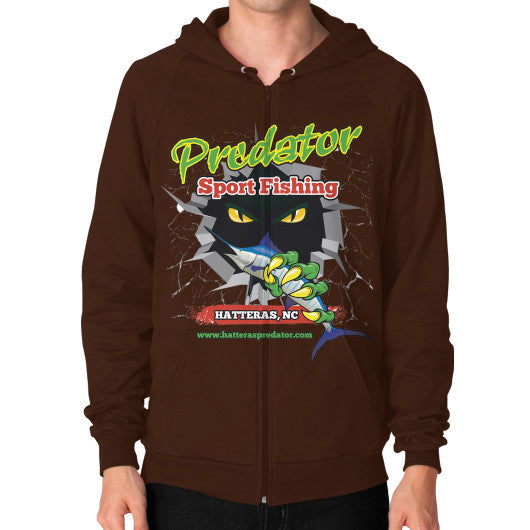 Zip Hoodie (on man) Brown Reel Draggin' Tackle