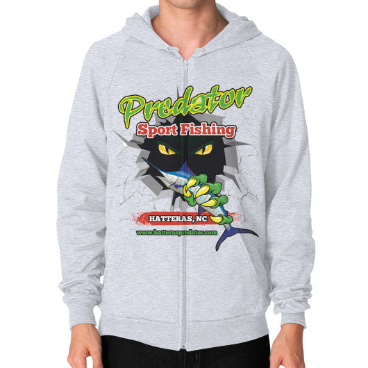 Zip Hoodie (on man) Heather grey Reel Draggin' Tackle