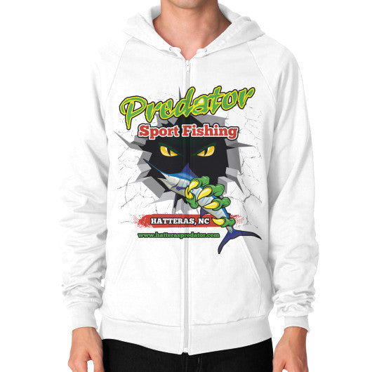 Zip Hoodie (on man) White Reel Draggin' Tackle